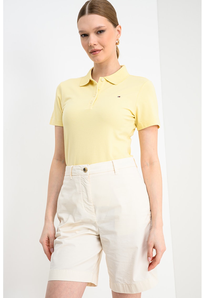 Tricou polo cu croiala slim-fit si logo - Galben deschis