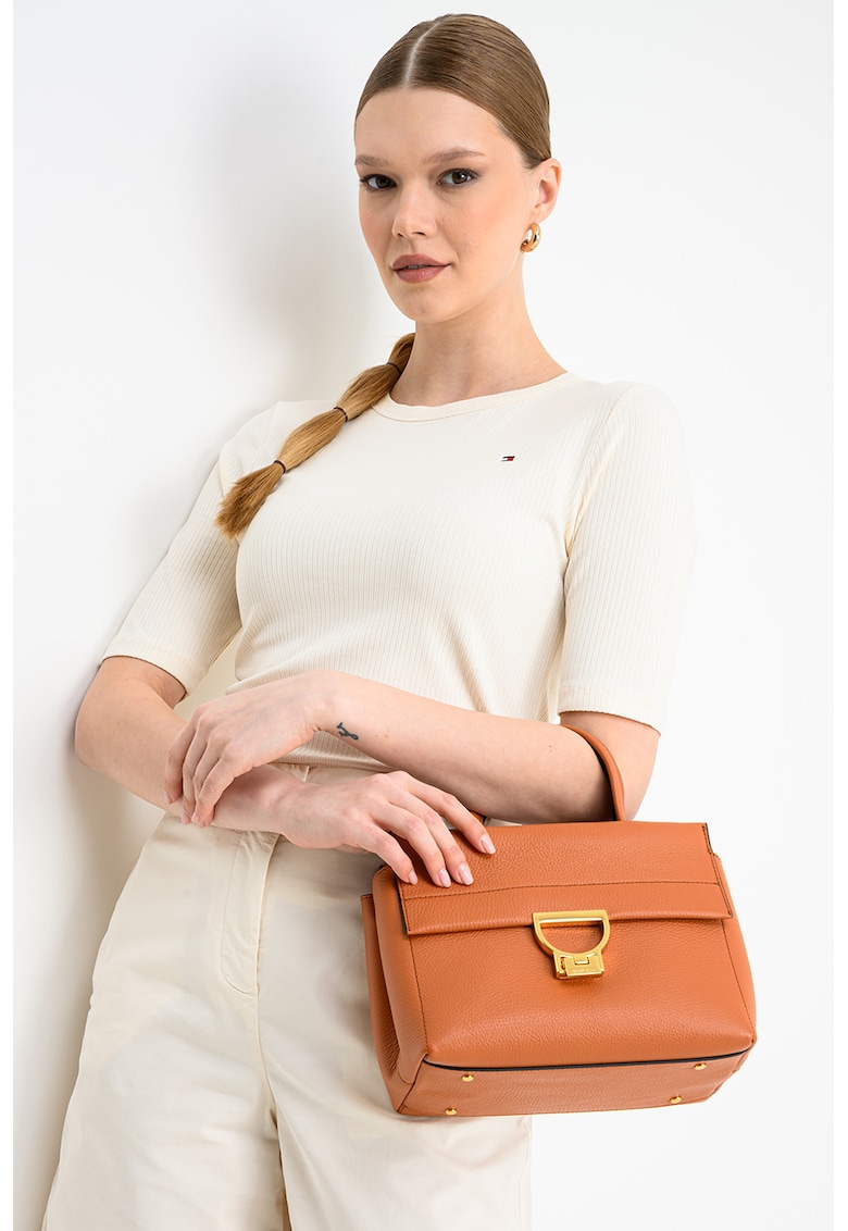 Tricou slim fit cu aspect striat - Crem