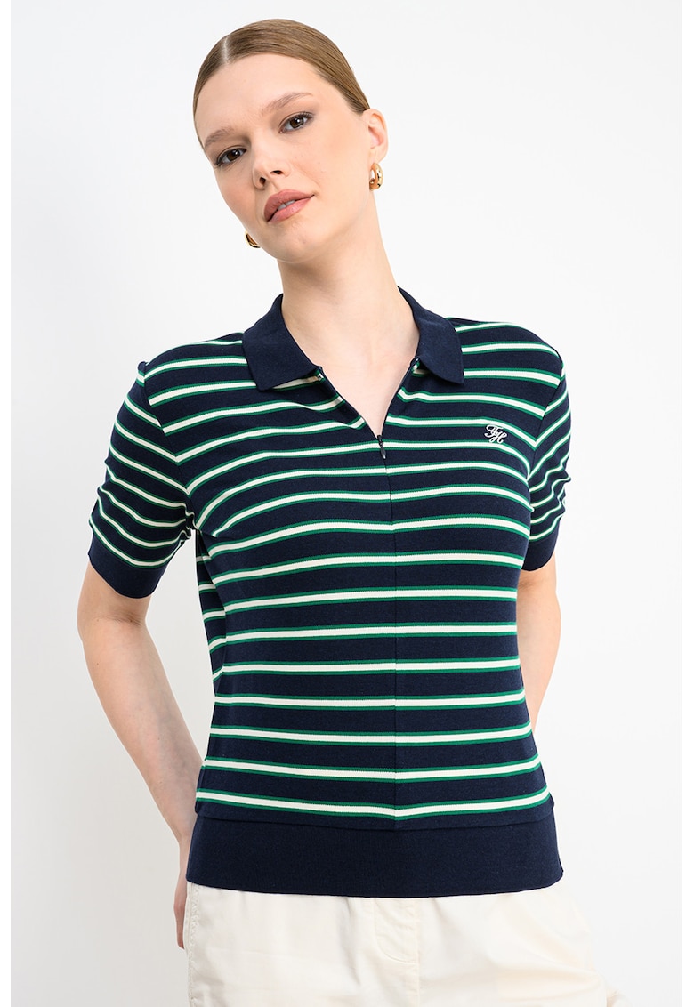 Tricou polo cu dungi - Verde/Bleumarin