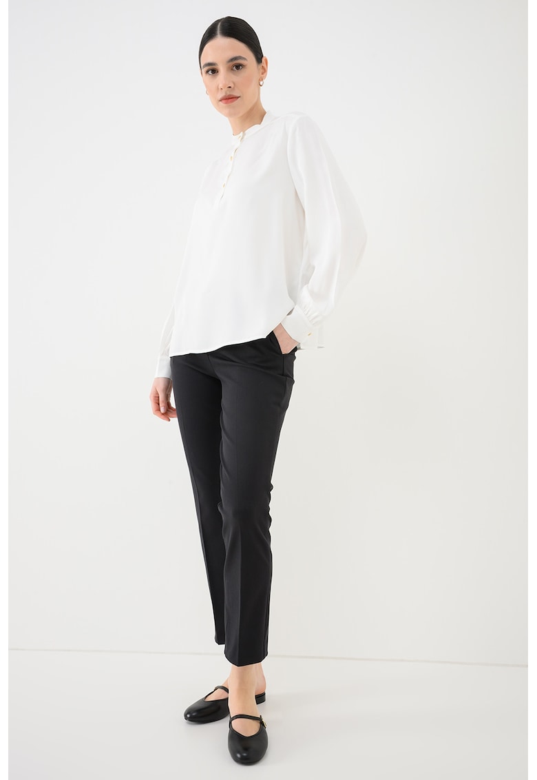 Bluza vaporoasa cu fenta cu nasturi - Alb optic