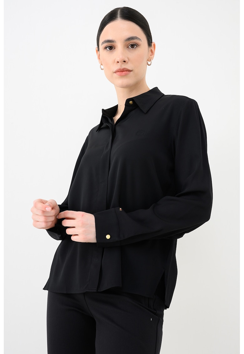Camasa vaporoasa cu maneci lungi - Negru