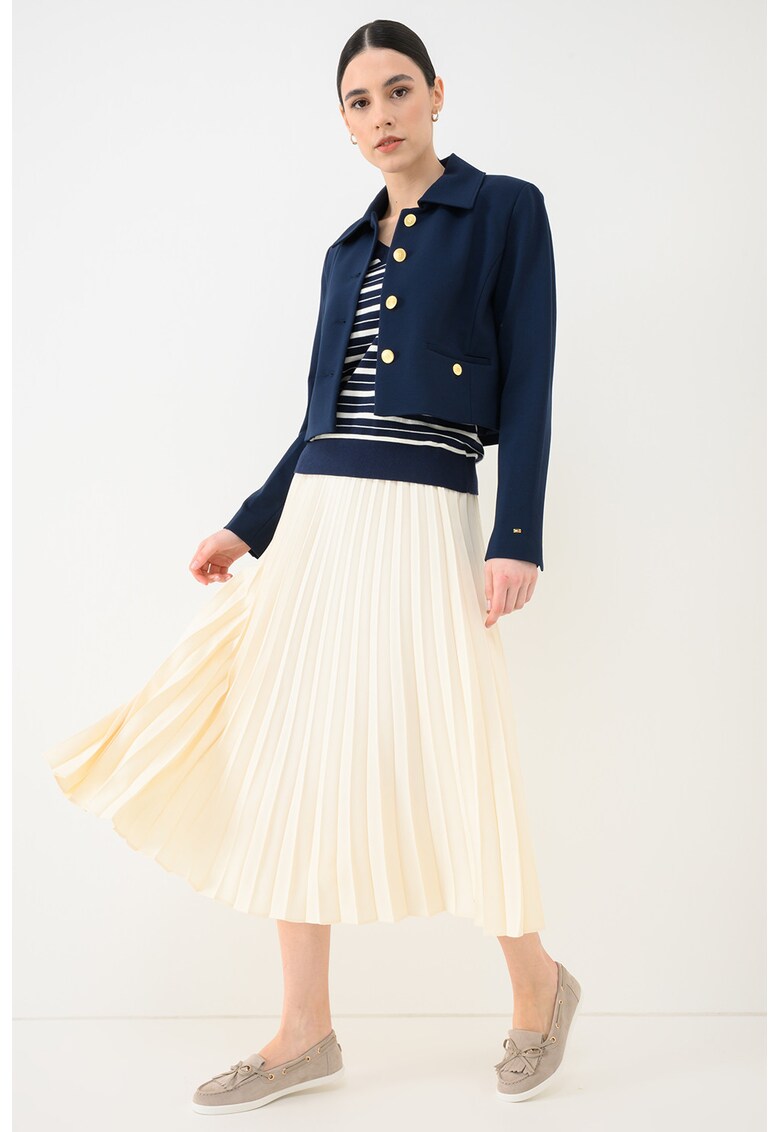 Sacou crop cu nasturi metalici - Bleumarin