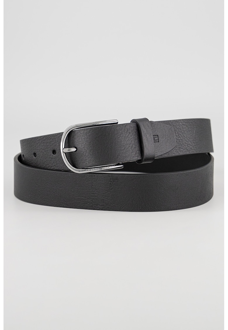 Curea de piele cu monograma stantata - Negru