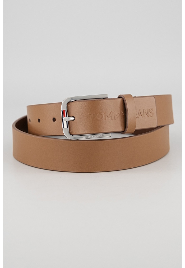 Curea de piele cu logo in relief Austin Seasonal - Maro cognac