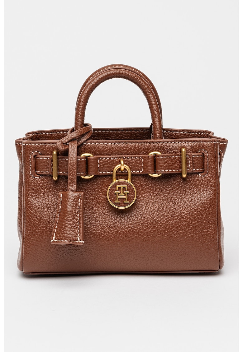 Geanta de piele cu bareta de umar si maner American Icon - Maro scortisoara