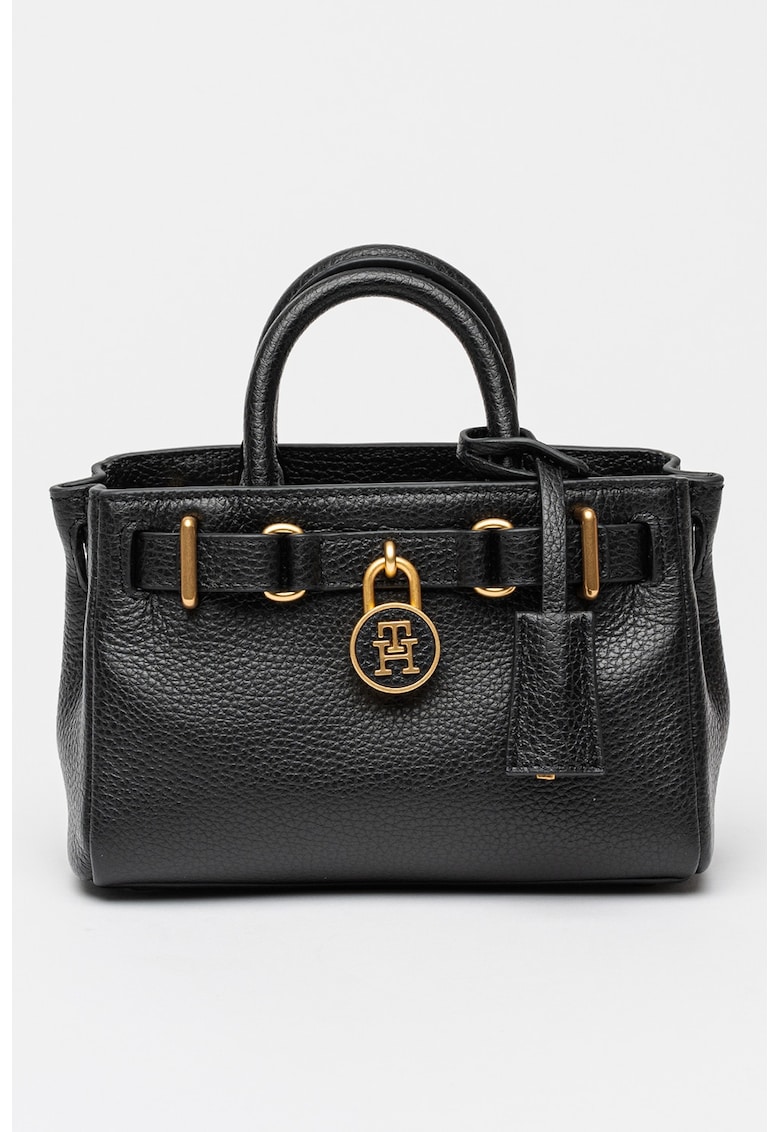 Geanta de piele cu bareta de umar si maner American Icon - Negru