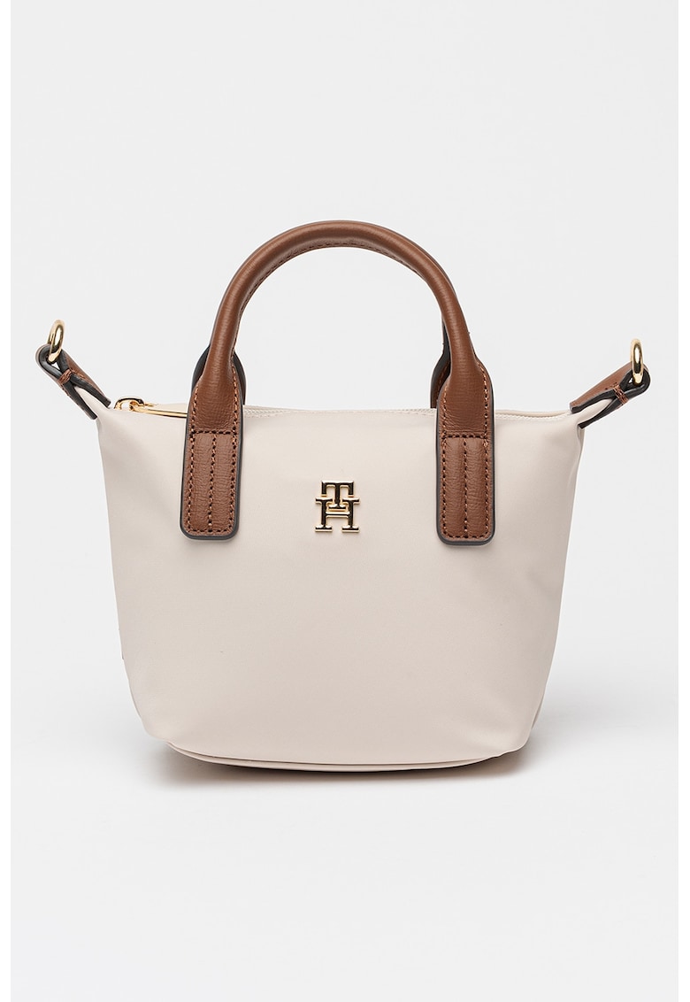 Geanta de panza cu maner si bareta de umar Popette Micro - Alb fildes/Maro