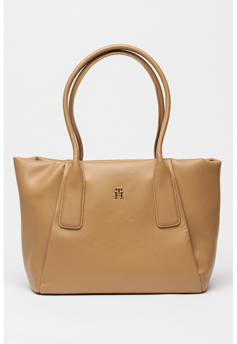 Geanta tote cu logo metalic The Essential - Maro camel