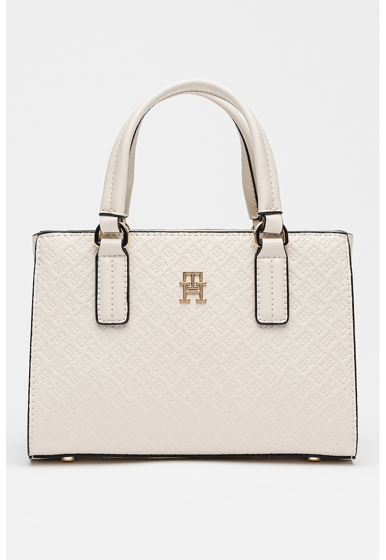 Geanta de piele ecologica cu maner si bareta detasabila - Alb murdar