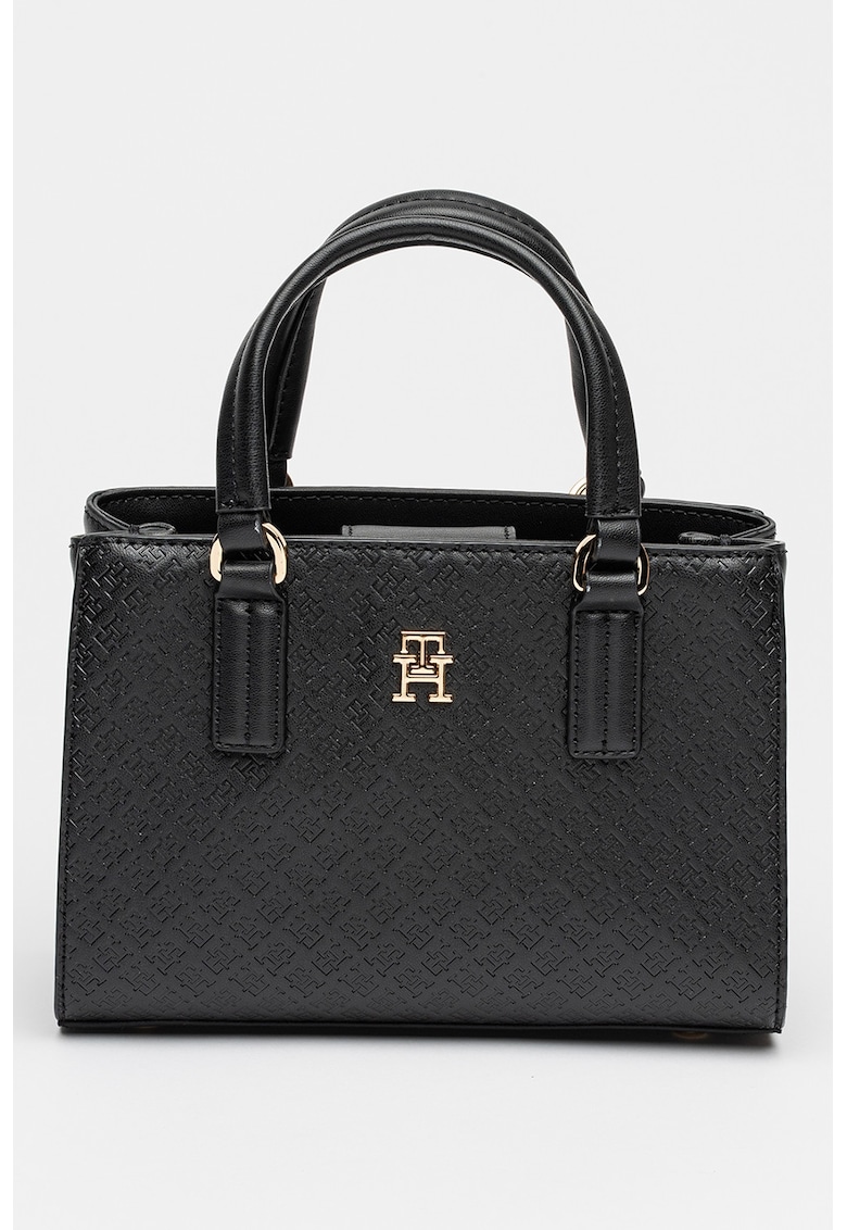 Geanta de piele ecologica cu maner si bareta detasabila - Negru