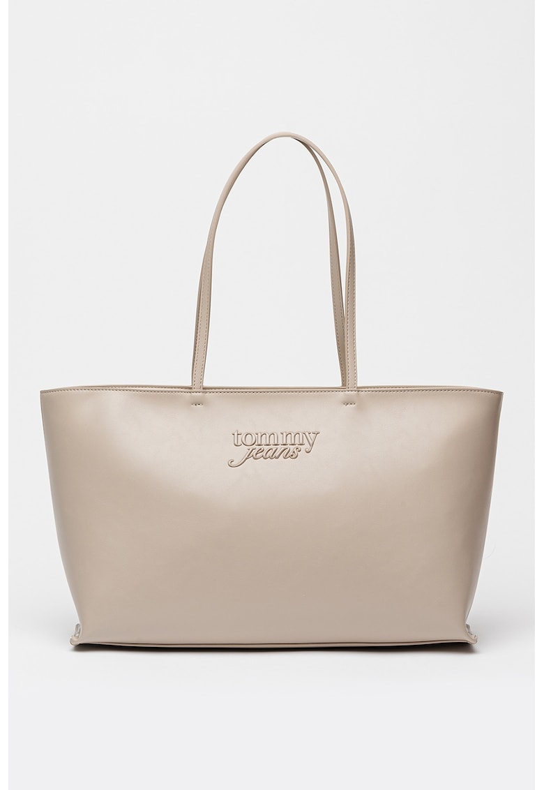 Geanta tote de piele ecologica cu logo in relief Must - Alb fildes