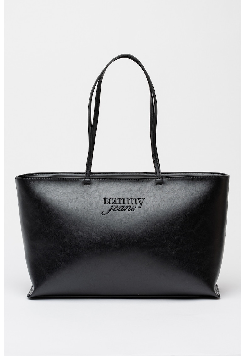 Geanta tote de piele ecologica cu logo in relief Must - Negru