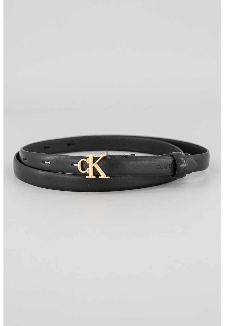 Geanta skinny de piele cu logo - Negru