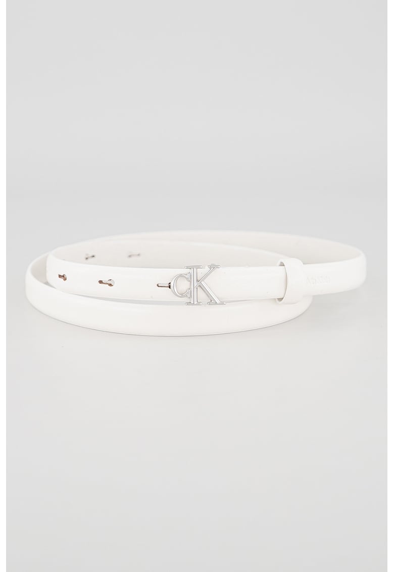 Geanta skinny de piele cu logo - Alb