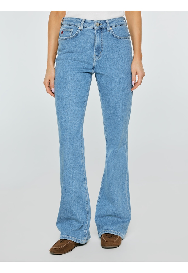 Blugi bootcut cu talie inalta