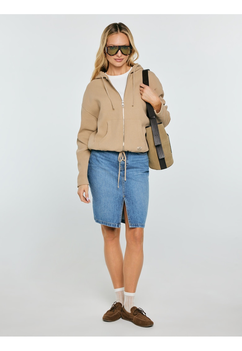 Hanorac lejer cu fermoar si maneci cazute