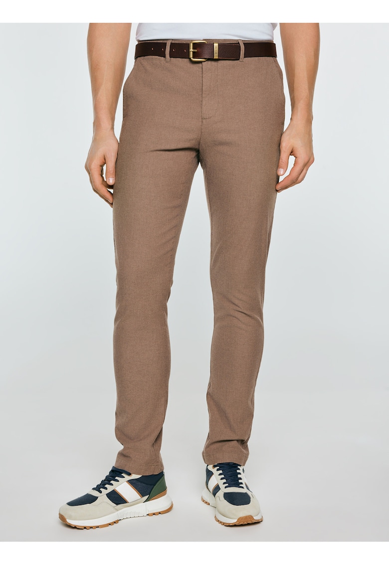 Pantaloni chino uni cu croiala conica Erhati