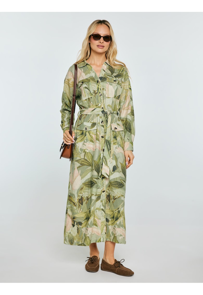 Rochie din amestec de in cu imprimeu floral Jala
