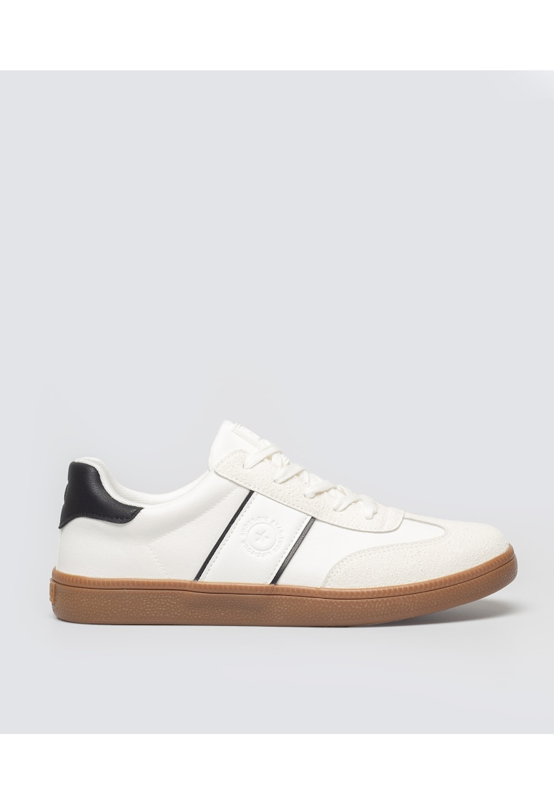 Pantofi sport din piele ecologica cu garnituri textile