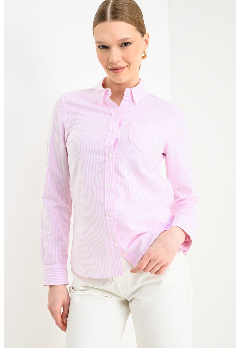Camasa cu maneci lungi si dungi - Alb/Roz deschis