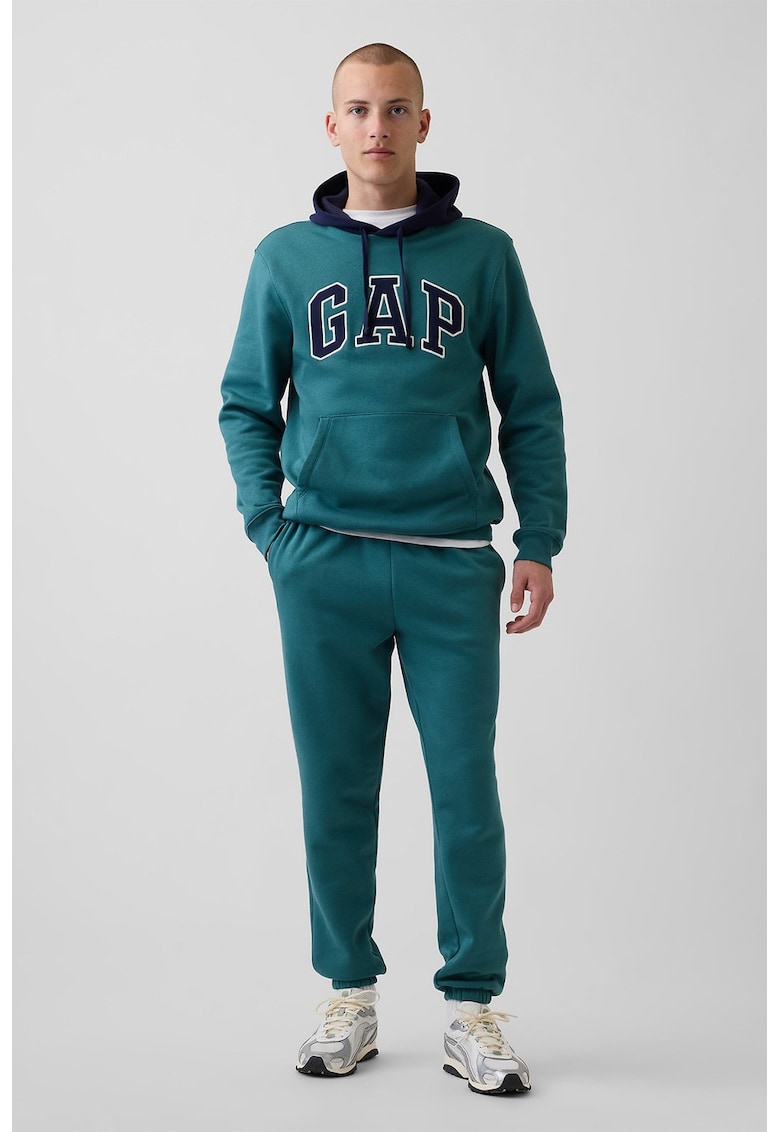 Pantaloni de trening cu croiala conica si logo - Verde englez