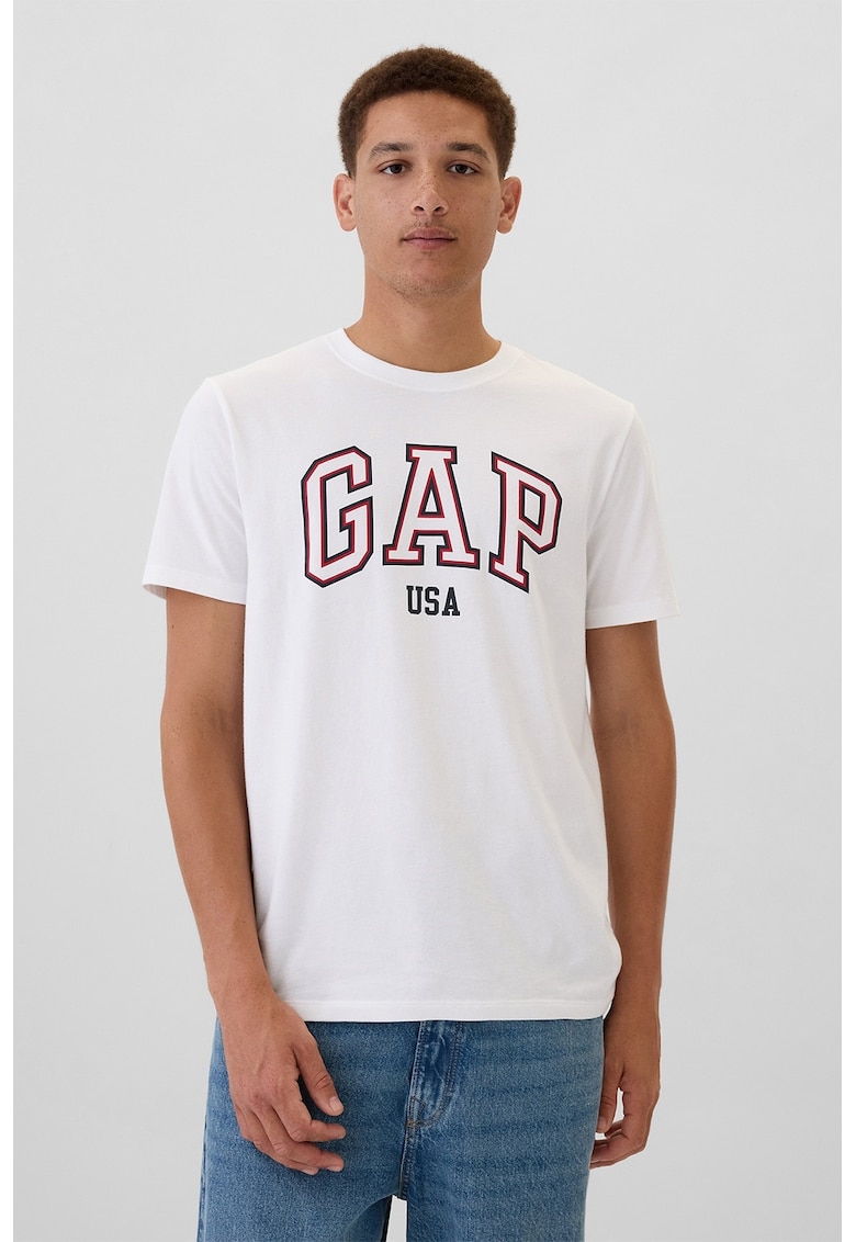 Tricou cu imprimeu logo - Rosu/Alb optic