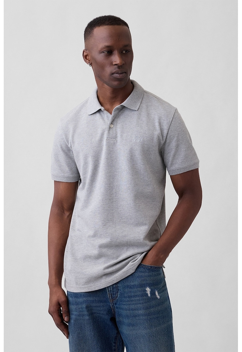 Tricou polo cu logo discret - Gri