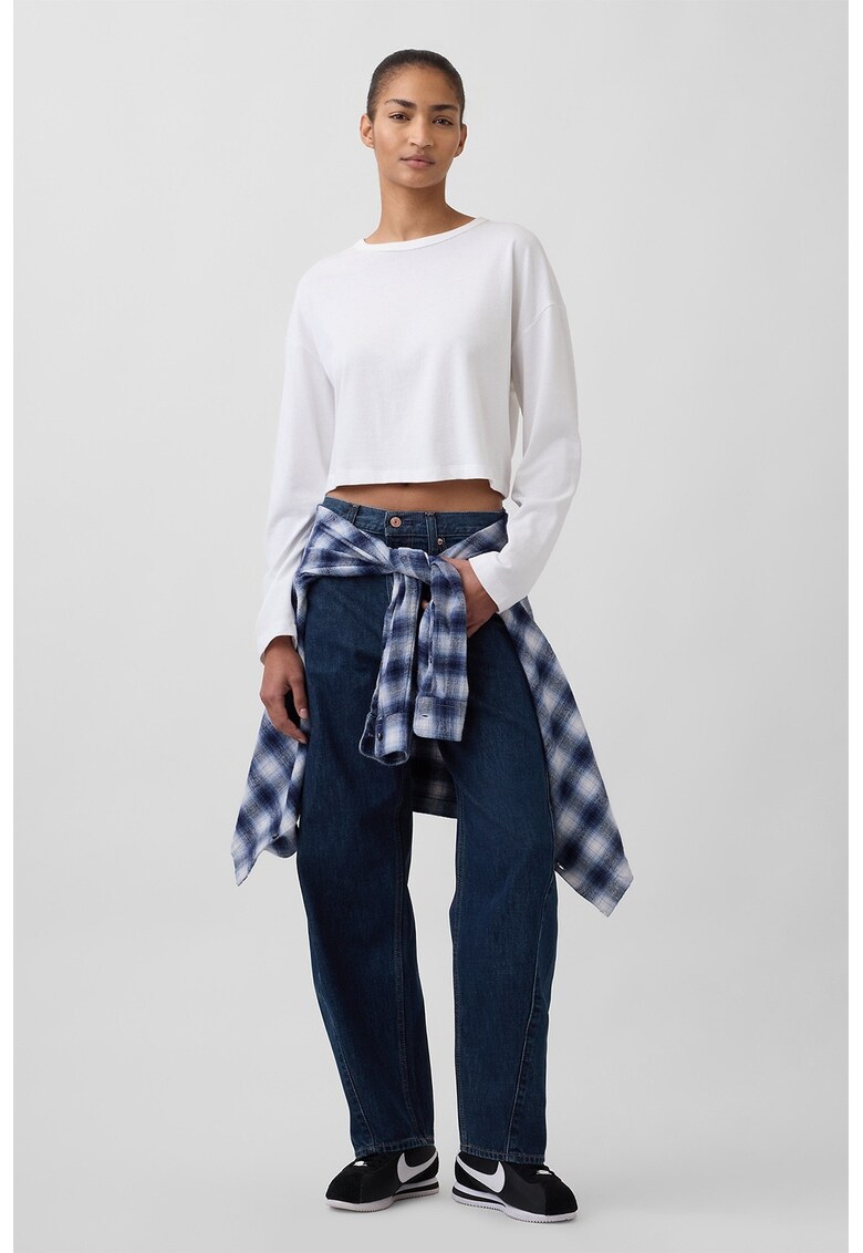 Blugi cu croiala barrel si talie inalta - Albastru ultramarin