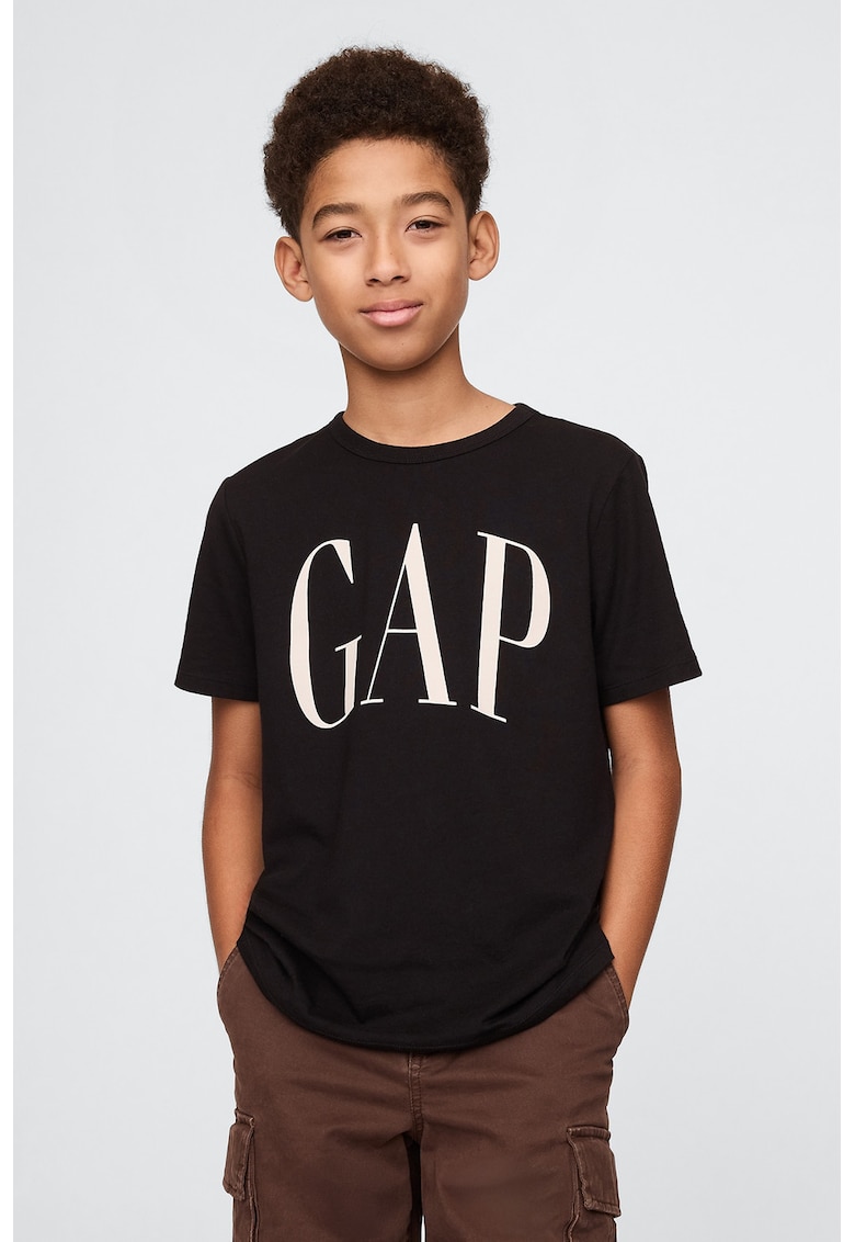 Tricou cu imprimeu logo - Alb fildes/Negru