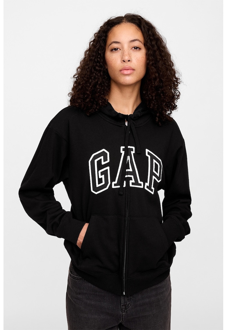 Hanorac lejer cu fermoar - Negru