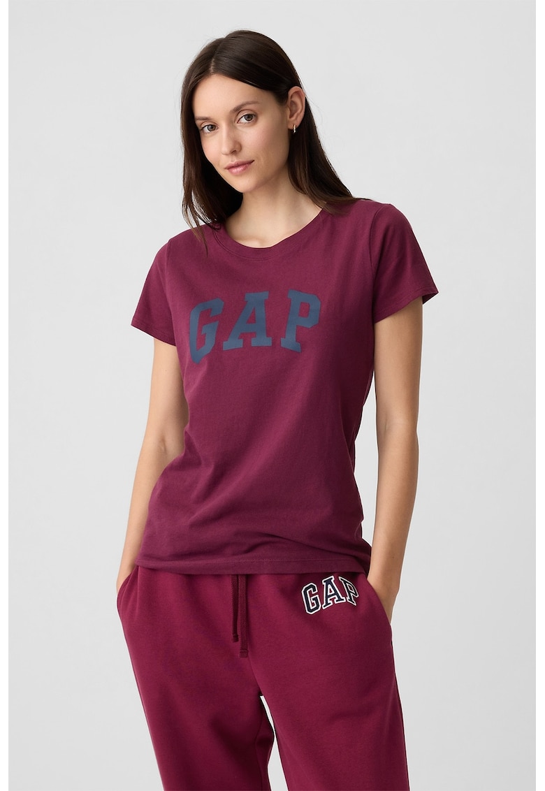 Tricou din bumbac cu logo - Visiniu
