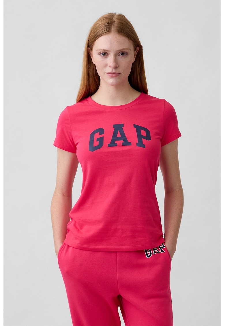 Tricou din bumbac cu logo - Rosu/Negru