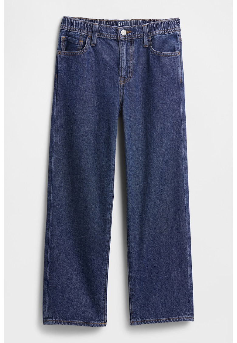 Blugi drepti cu talie elastica - Albastru inchis