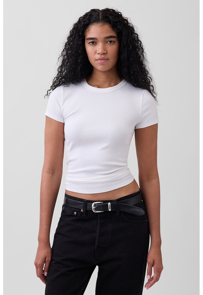 Tricou slim fit din amestec de modal - Alb