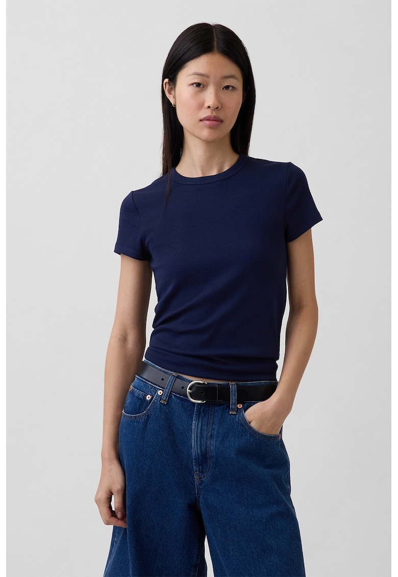 Tricou slim fit din amestec de modal - Albastru ultramarin