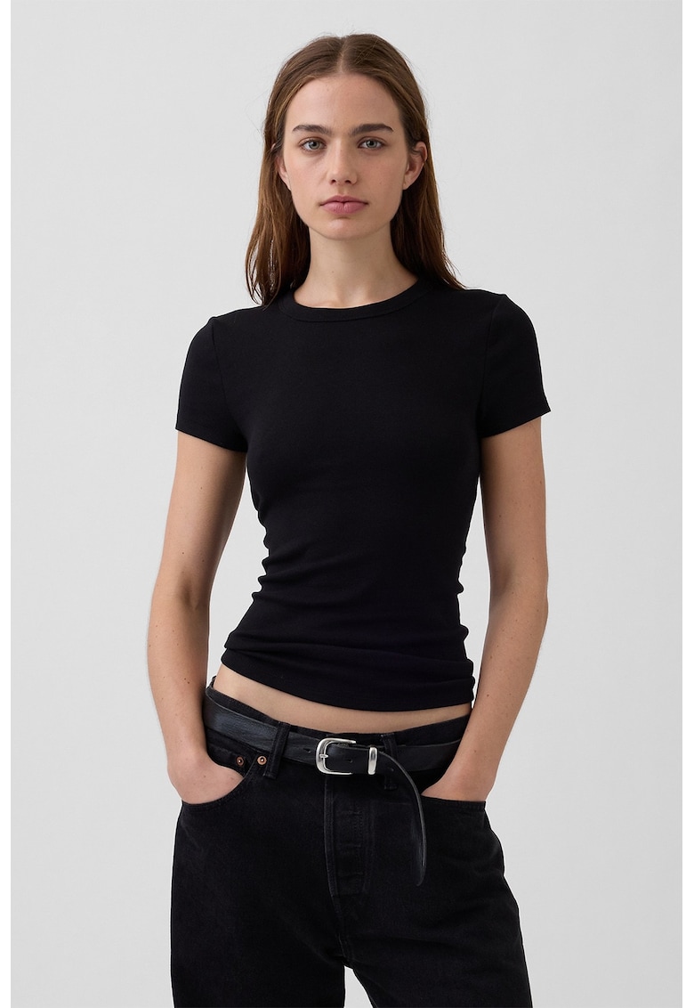 Tricou slim fit din amestec de modal - Negru