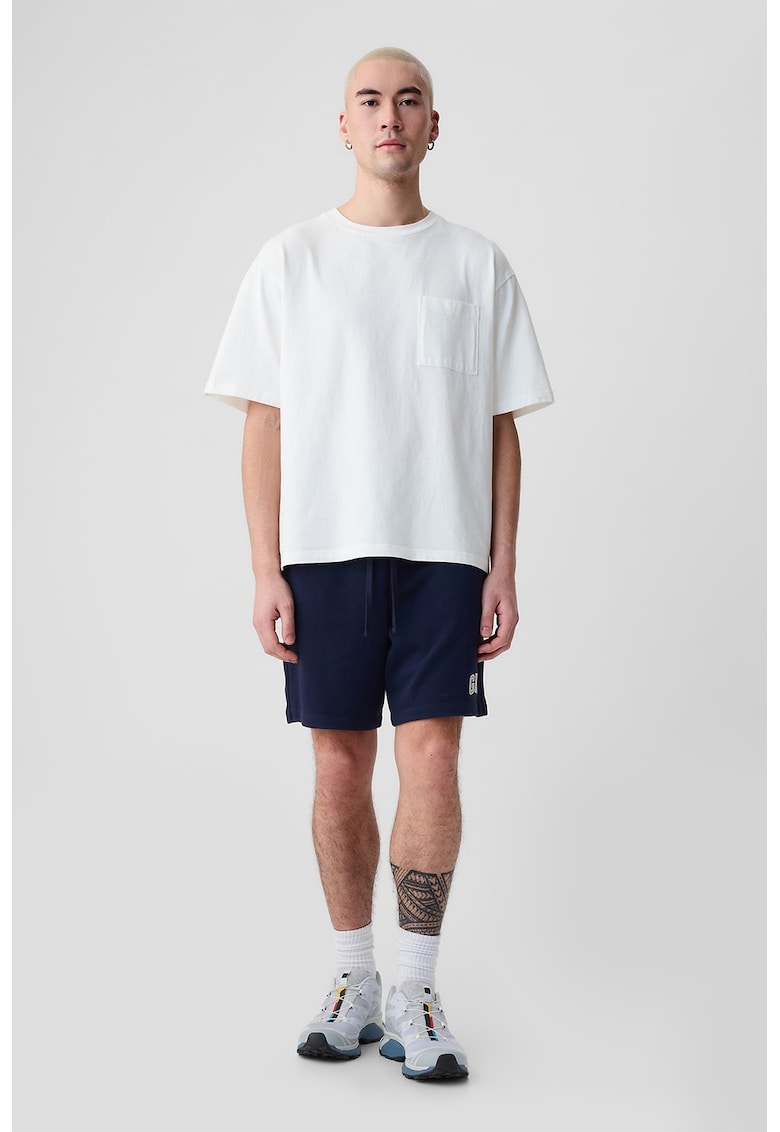 Pantaloni scurti de trening cu snur si buzunare laterale - Bleumarin