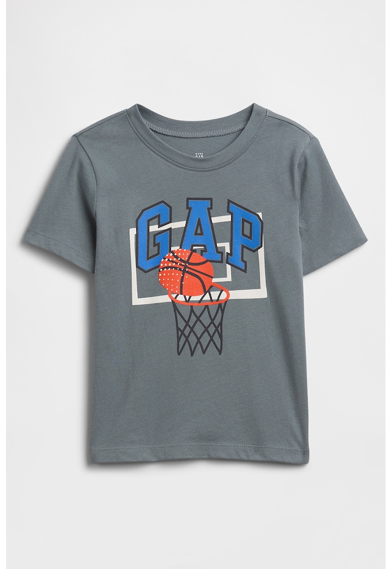 Tricou cu imprimeu logo - Gri/Portocaliu/Albastru