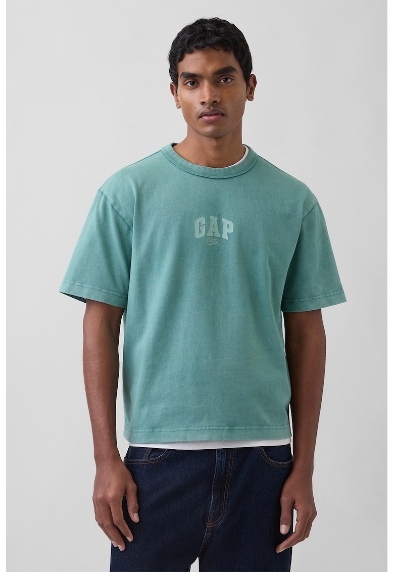 Tricou regular fit cu imprimeu logo - Verde