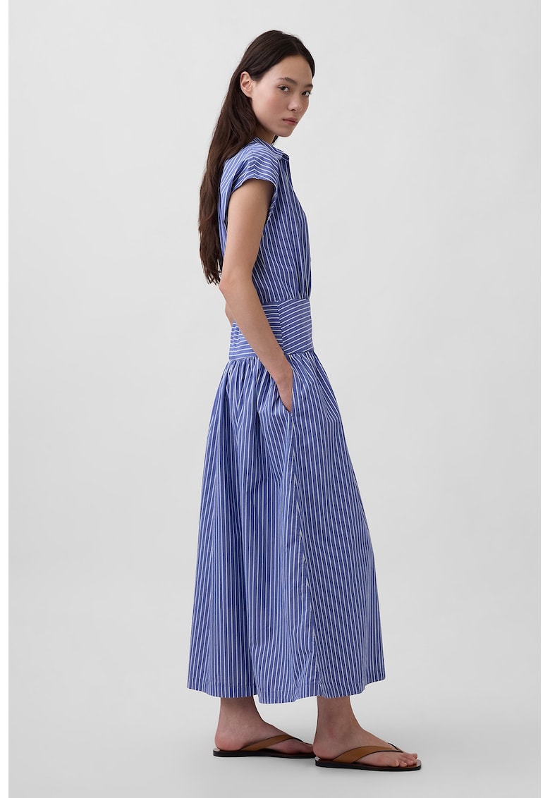 Rochie maxi cu dungi - Alb/Albastru lavanda