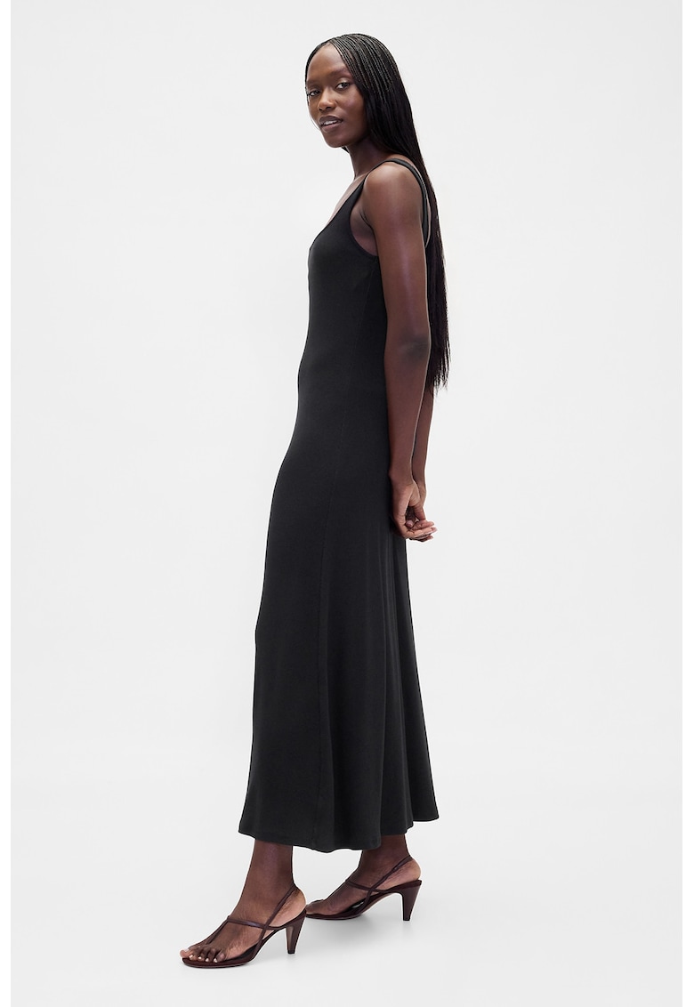 Rochie evazata cu model uni - Negru