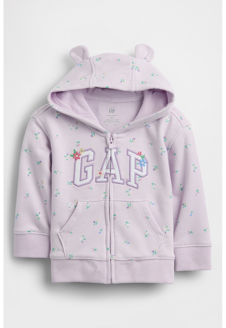 Hanorac cu logo si fermoar - Violet deschis