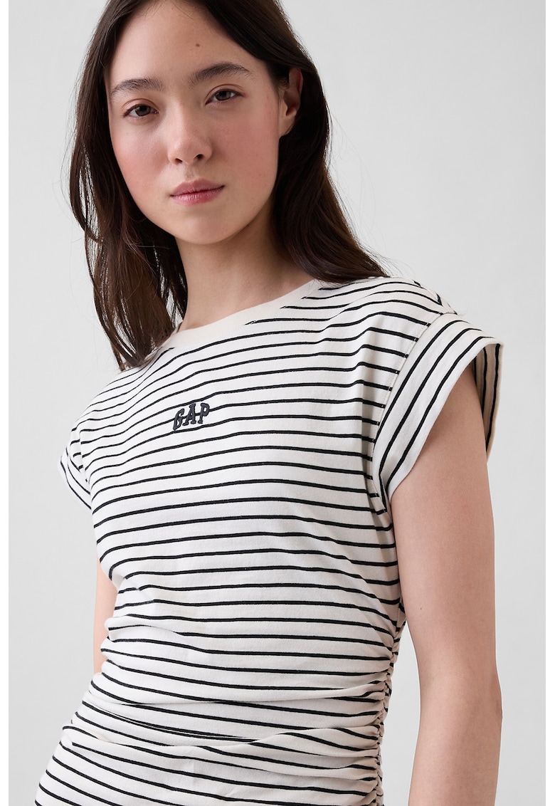 Rochie cu fronseuri - Alb/Negru