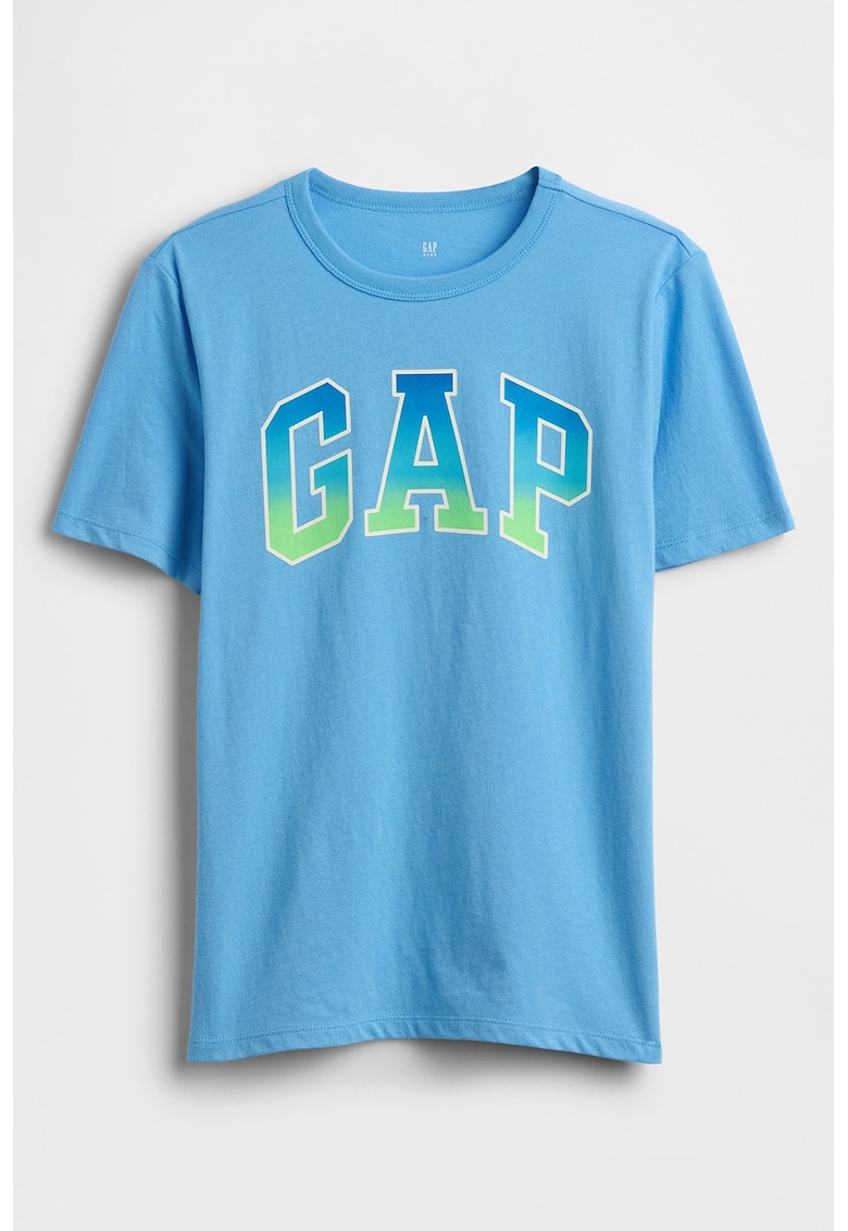 Tricou din bumbac cu imprimeu logo - Verde lime/Albastru deschis neon