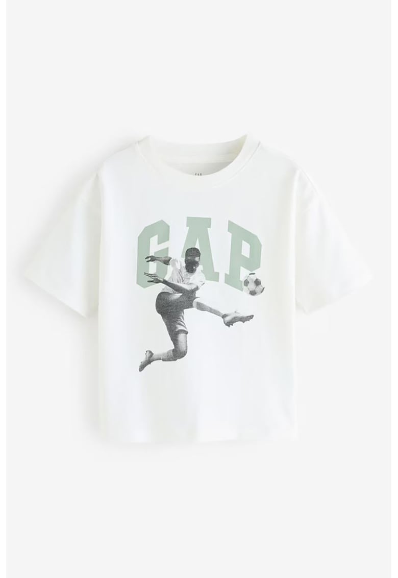 Tricou din bumbac cu logo - Alb/Gri cenusiu