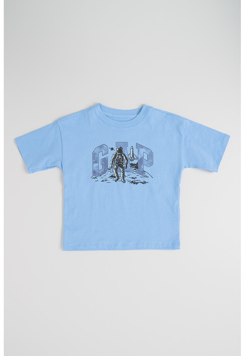 Tricou din bumbac cu logo - Albastru deschis