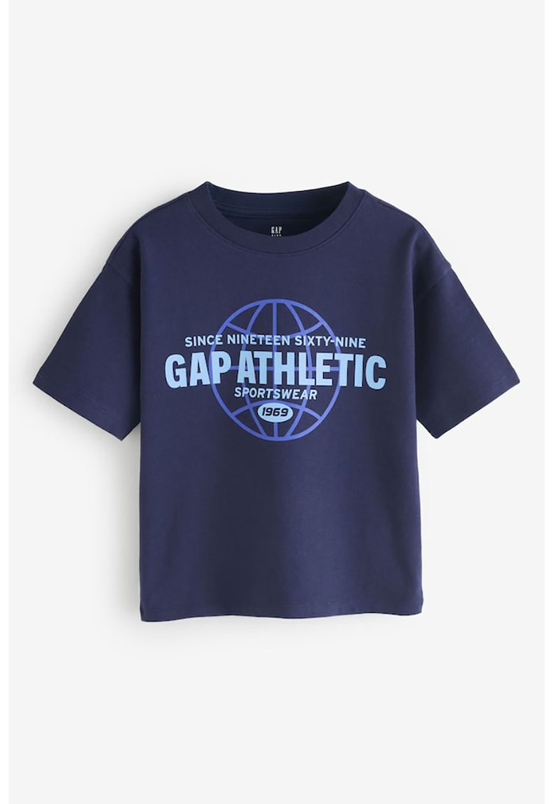 Tricou din bumbac cu logo - Albastru deschis/Bleumarin