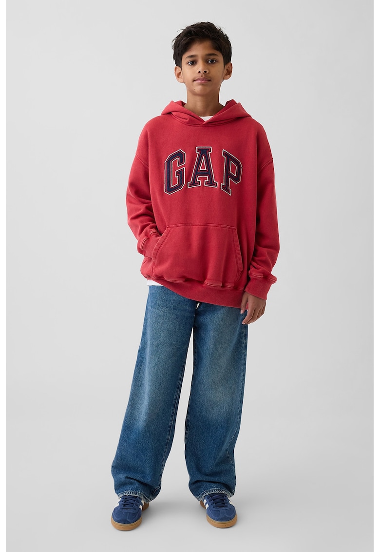 Hanorac lejer cu logo brodat - Rosu/Albastru ultramarin