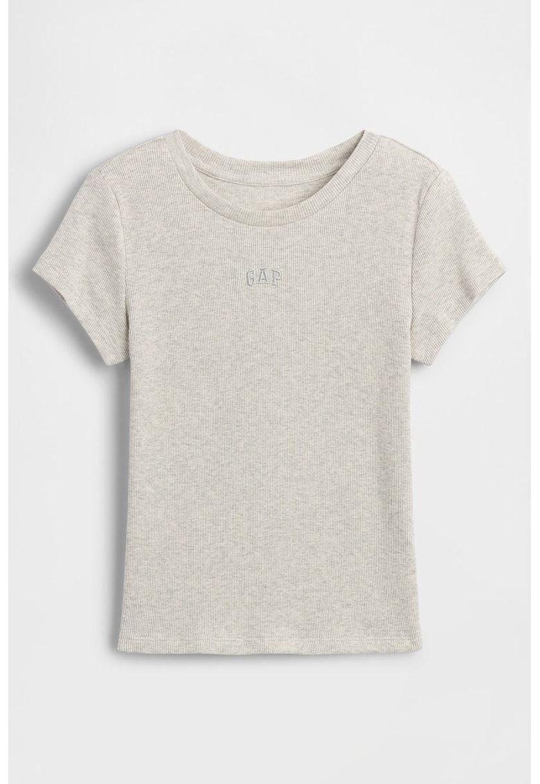 Tricou uni cu decolteu rotund - Grej