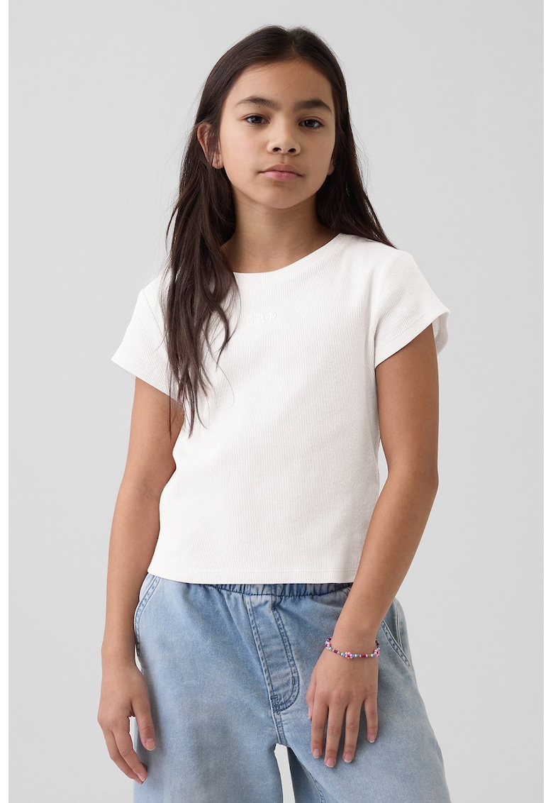 Tricou uni cu decolteu rotund - Alb